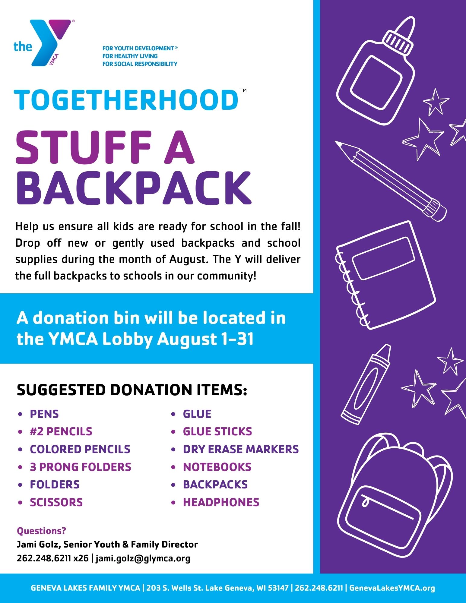 Stuff A Backpack Stuff a Backpack - Geneva Lakes Family YMCA